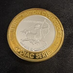 ZODIAC SERIES SAGITTARIUS Sheraton Casino MS $10 Token .999 Fine Silver
